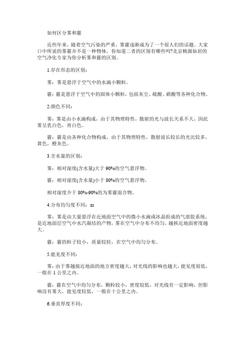 如何区分雾和霾