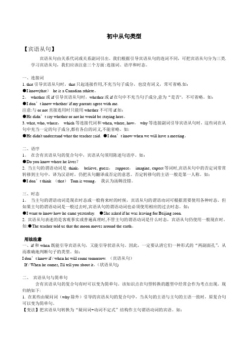 初中从句类型(主要知识点)