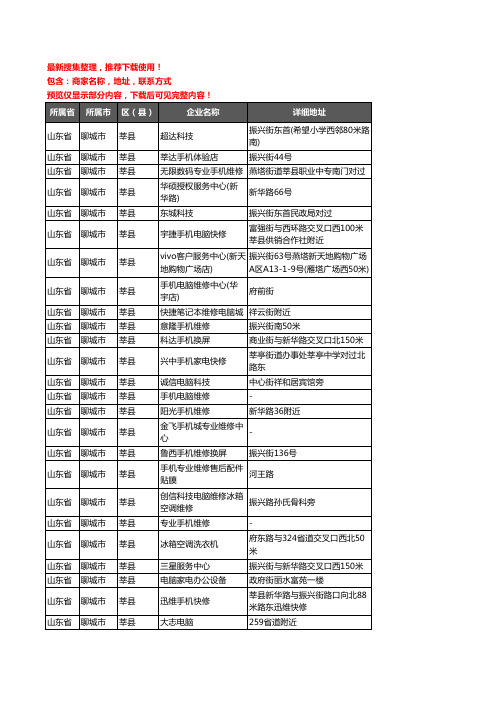 新版山东省聊城市莘县数码维修企业公司商家户名录单联系方式地址大全34家