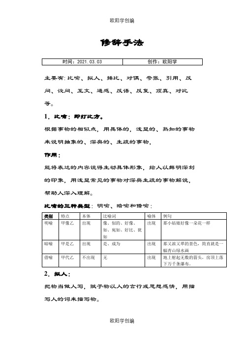 修辞手法大全之欧阳学创编
