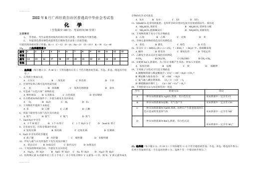 (整理)6月广西壮族自治区普通高中毕业会考试卷化学试题(无完整答案) (1)