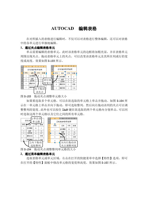 AUTOCAD  编辑表格