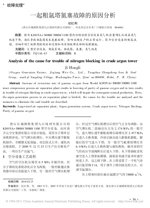 一起粗氩塔氮塞故障的原因分析