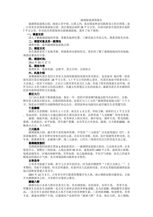 溱湖湿地调查报告