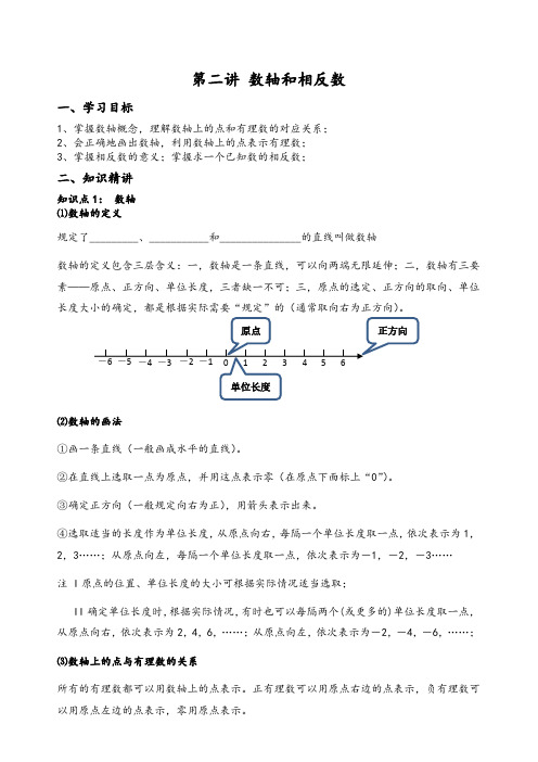 2018年小升初衔接课程---第二节数轴和相反数