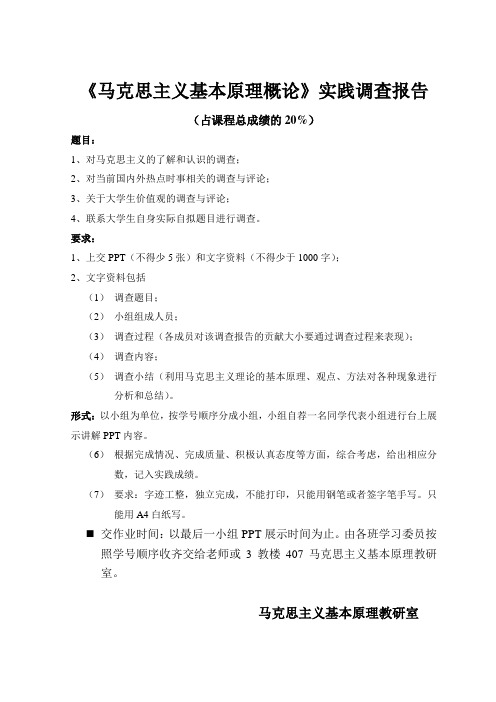 《马克思主义基本原理概论》实践作业要求