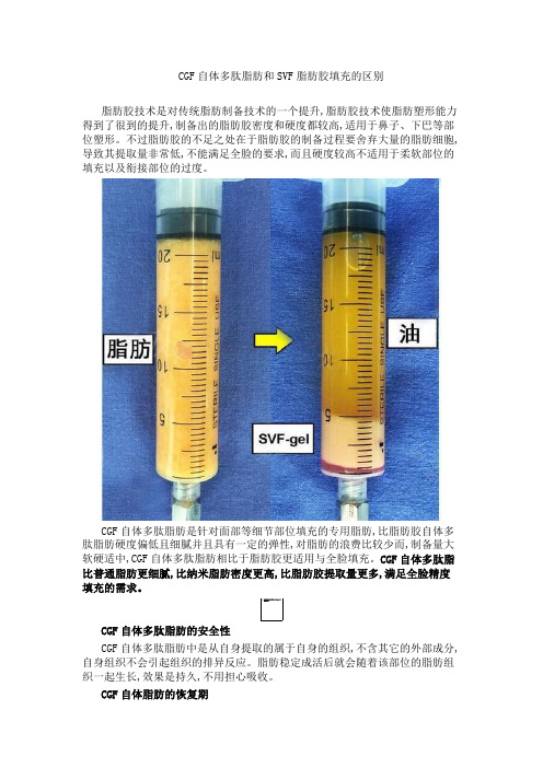 CGF自体多肽脂肪和SVF脂肪胶填充的区别