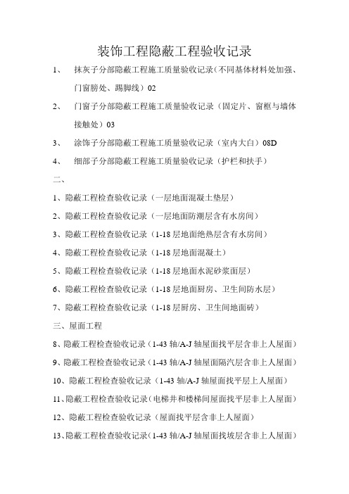 装饰工程隐蔽工程验收记录