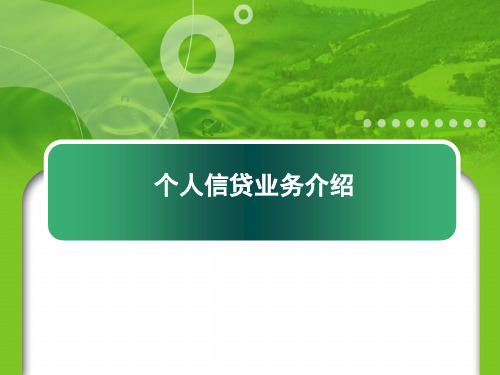 商业银行个人业务贷款培训资料