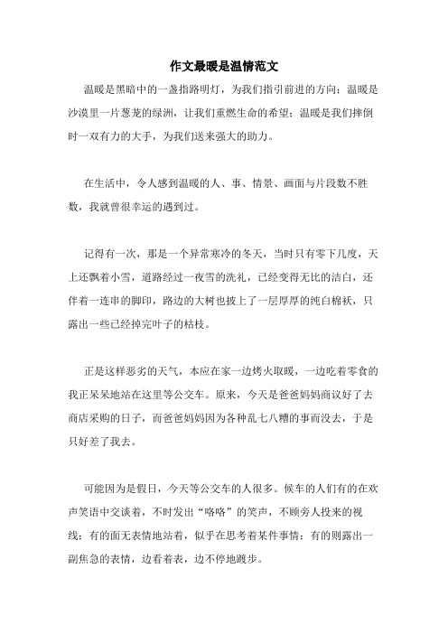 2020年作文最暖是温情范文