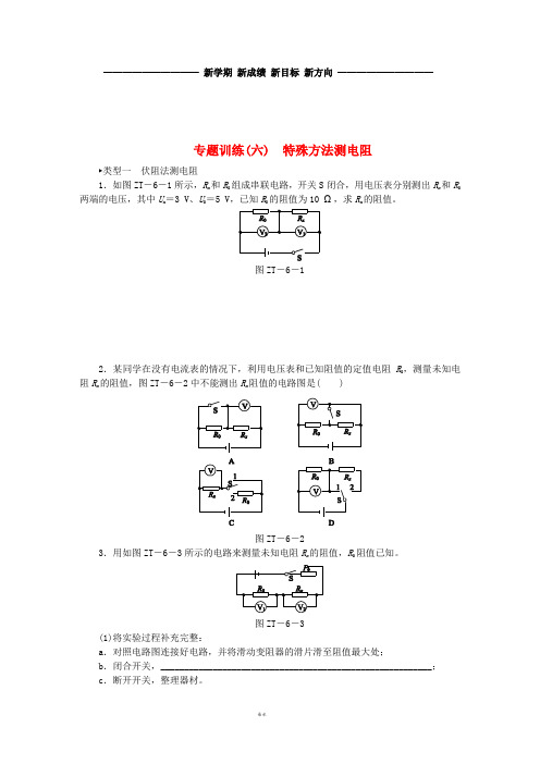 九年级物理全册17欧姆定律专题训练(六)特殊方法测电阻(新版)新人教版