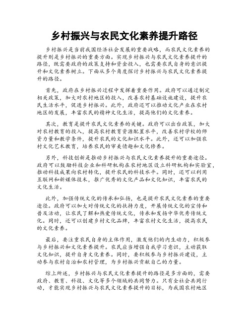 乡村振兴与农民文化素养提升路径