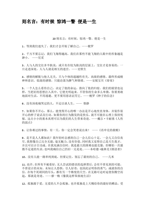 则名言有时候惊鸿一瞥便是一生