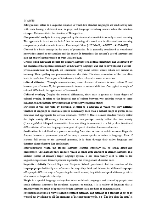 语言学考试名词解释