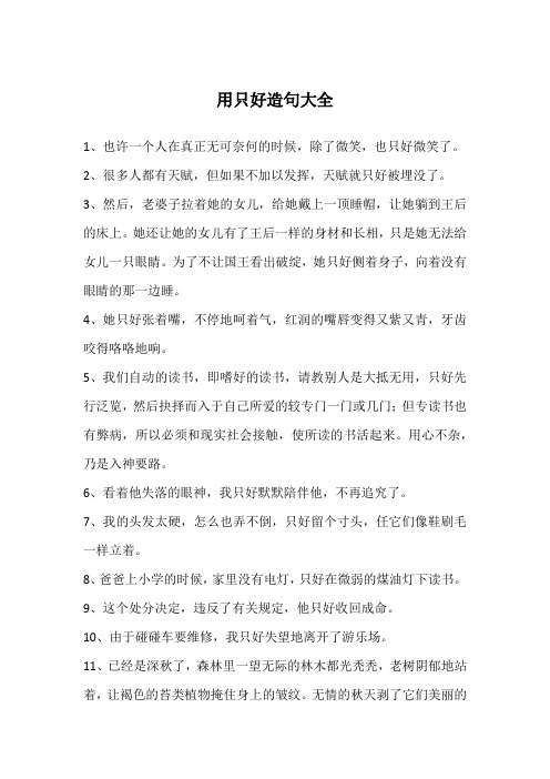 用只好造句大全