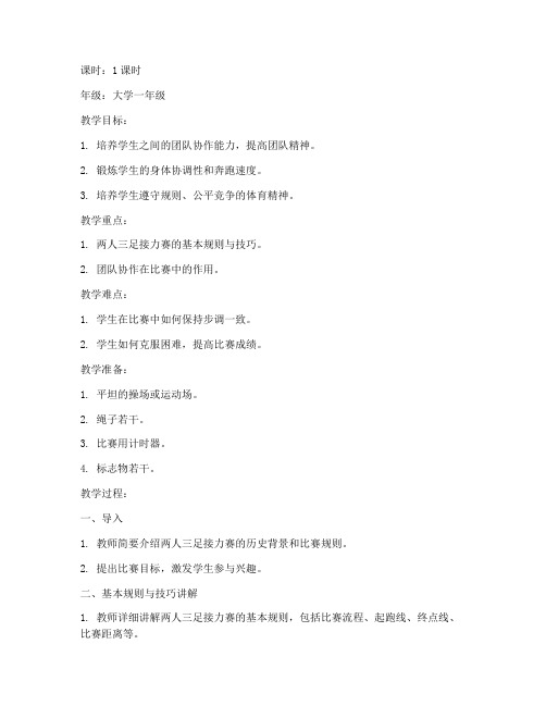大学两人三足接力赛教案