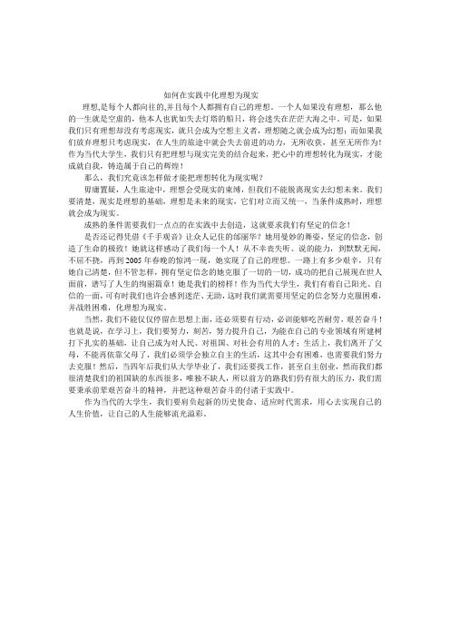 如何在实践中化理想为现实