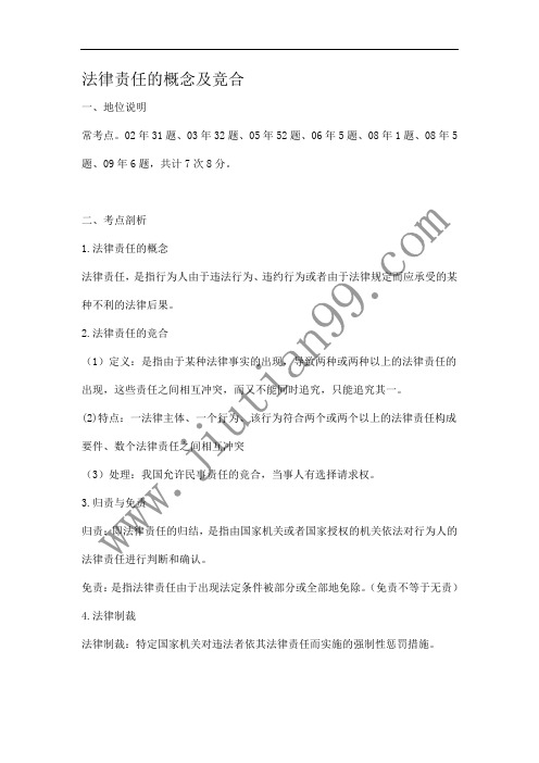 万国2010基础考点胡震法律责任的概念与竞合提纲