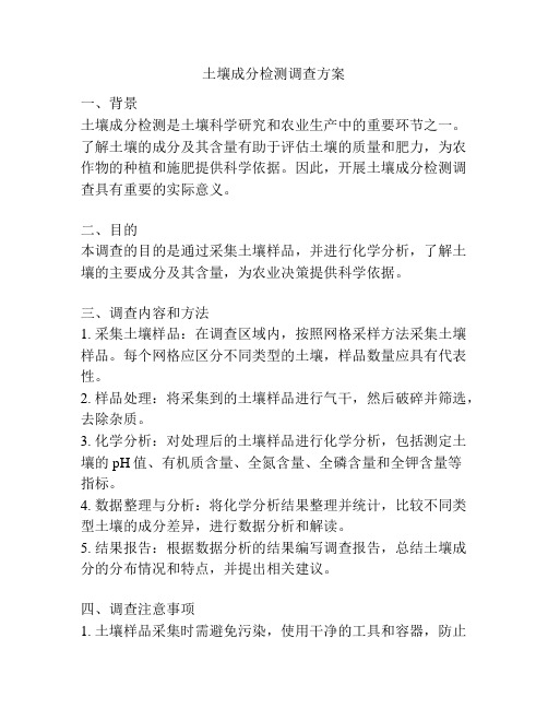 土壤成分检测调查方案