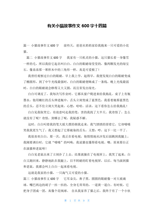有关小猫故事作文600字十四篇