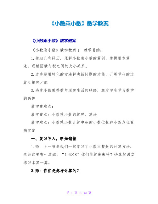 《小数乘小数》数学教案