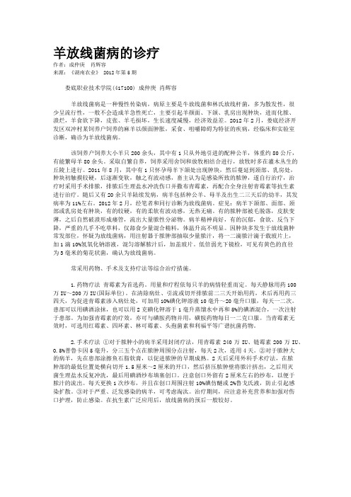 羊放线菌病的诊疗