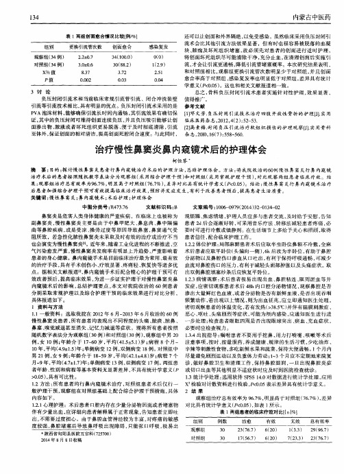 治疗慢性鼻窦炎鼻内窥镜术后的护理体会