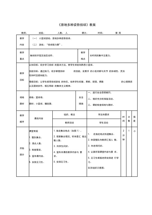 二年级体育《原地多种姿势拍球》教案