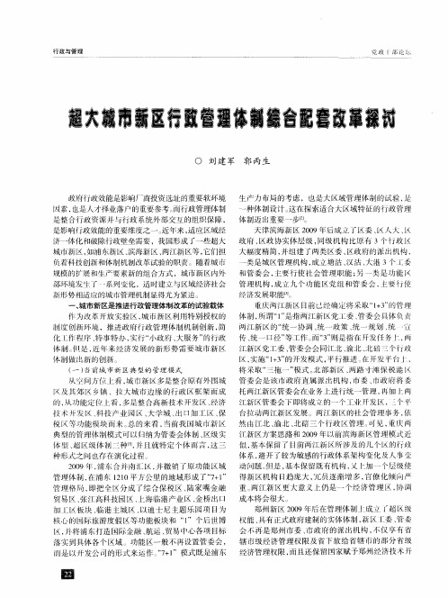 超大城市新区行政管理体制综合配套改革探讨