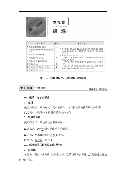 2018高考物理大一轮复习领航教学案：第九章 磁场 含解