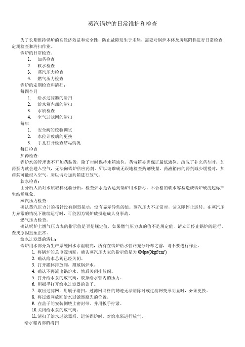 蒸汽锅炉的日常维护和检查