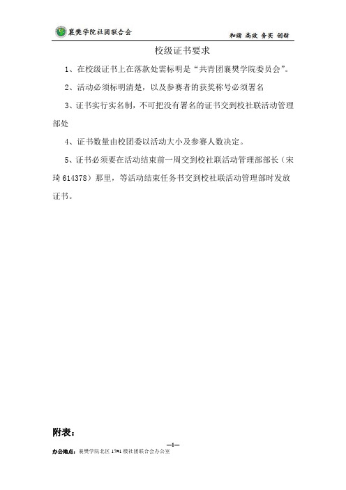 校级证书要求