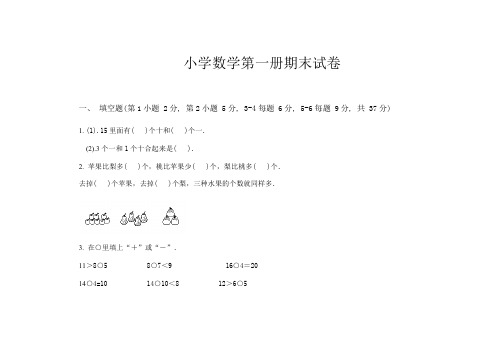 小学数学第一册期末试卷)