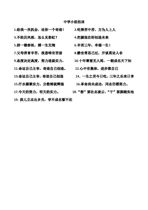 中学学习小组祖训展示