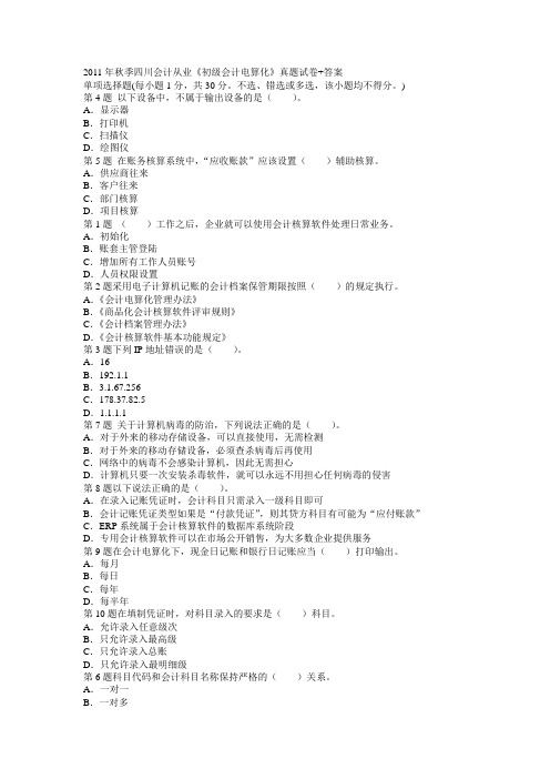 电算化2011年下