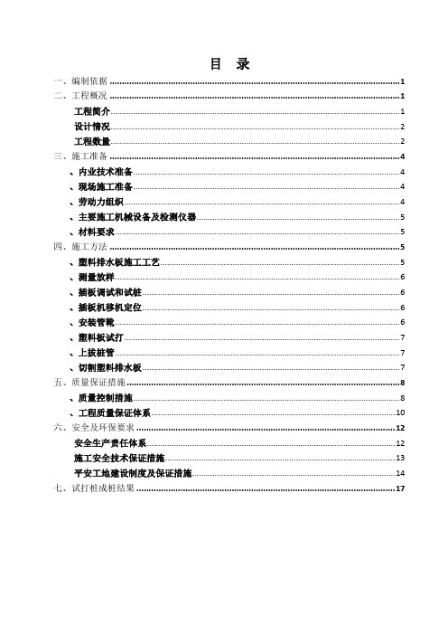 塑料排水板试桩报告