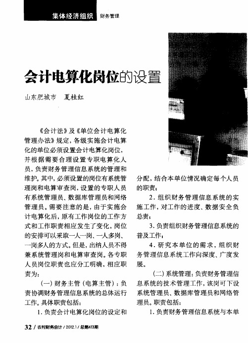 会计电算化岗位的设置