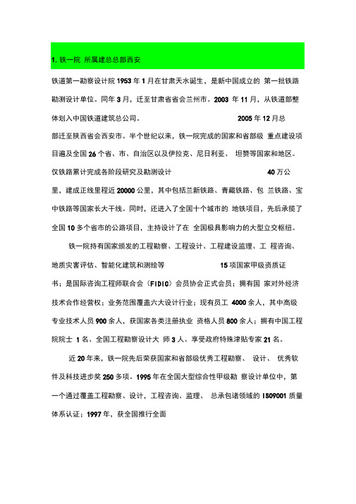 中国六个铁道设计院资料