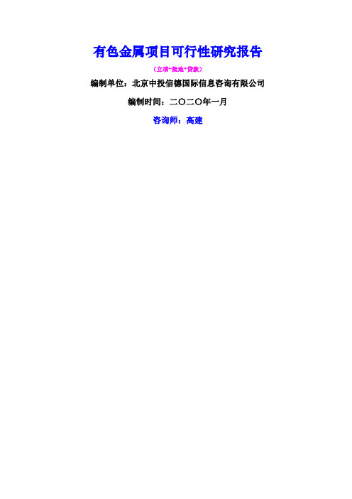 有色金属项目可行性研究报告