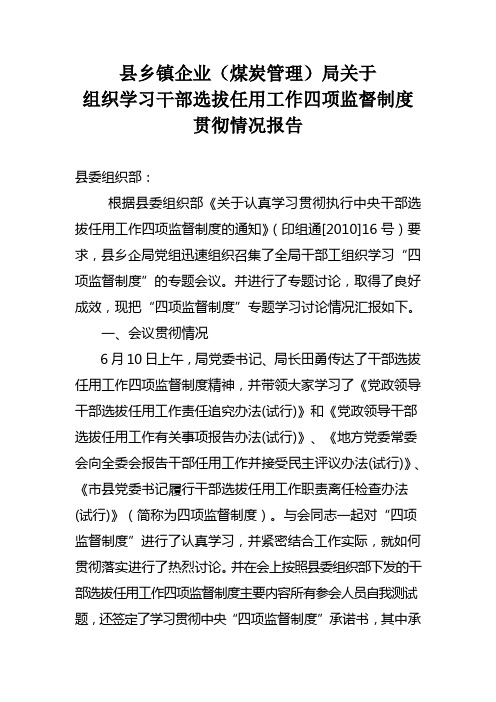 四项监督汇报