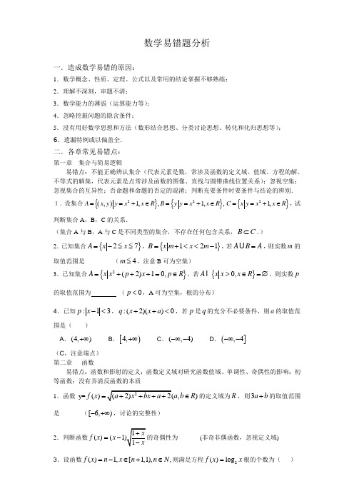 高考数学：数学易错题分析