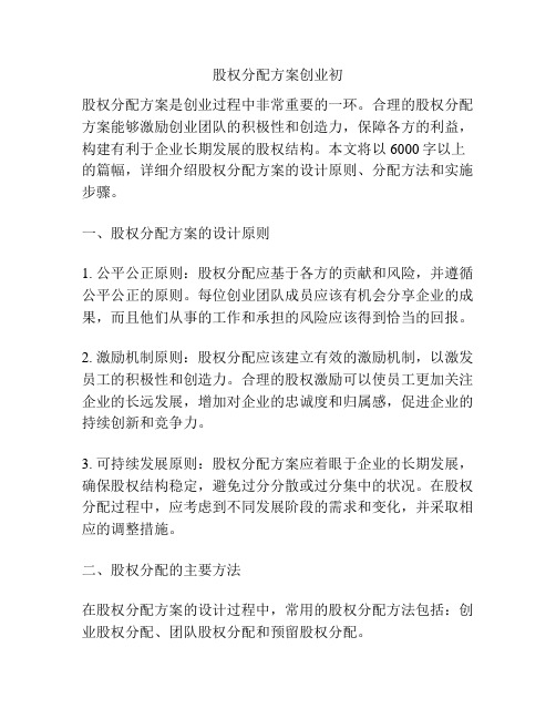 股权分配方案创业初