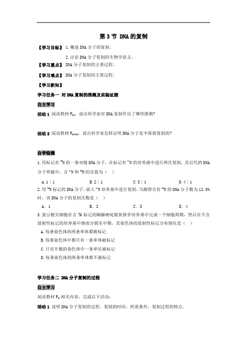 精品导学案：3.3DNA的复制
