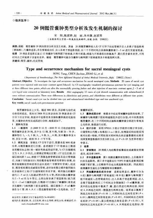 20例骶管囊肿类型分析及发生机制的探讨