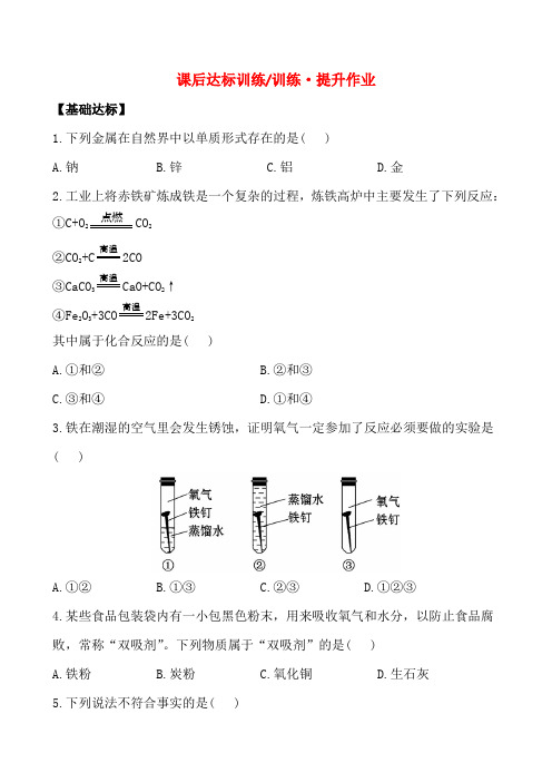 初中化学九年级下册《金属资源的利用和保护》课后达标训练练习题 附加答案