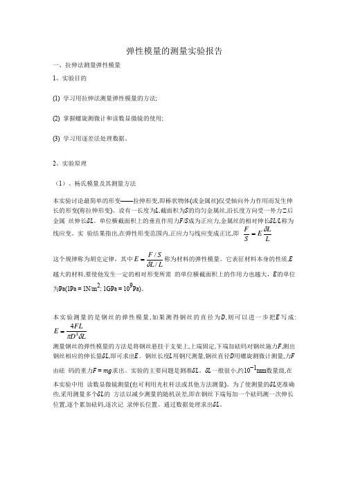 弹性模量的测量实验报告.docx