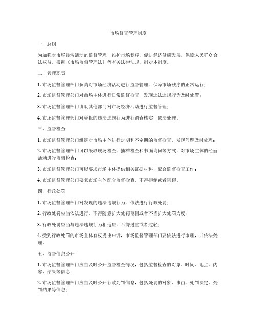 市场督查管理制度