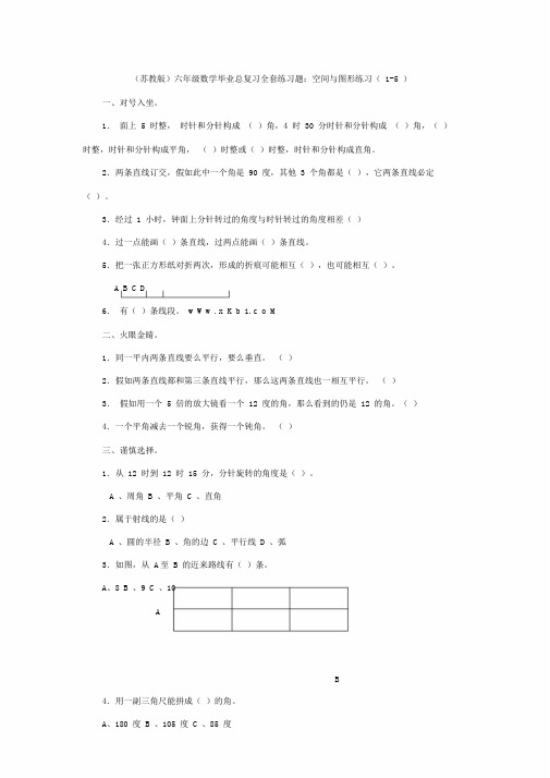 苏教版六年级数学毕业总总结复习全套练习试题空间与图形练习151[无含]