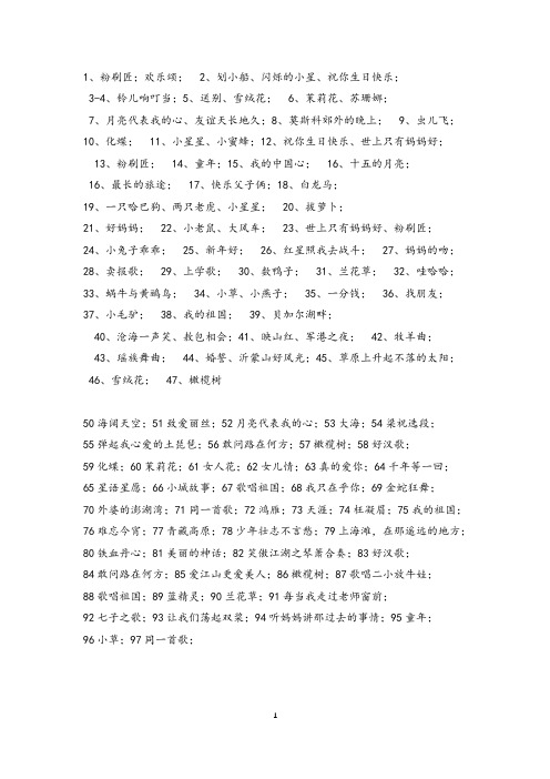 100首器乐简谱初学入门曲目 经典歌曲集锦