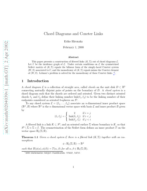 Chord Diagrams and Coxeter Links